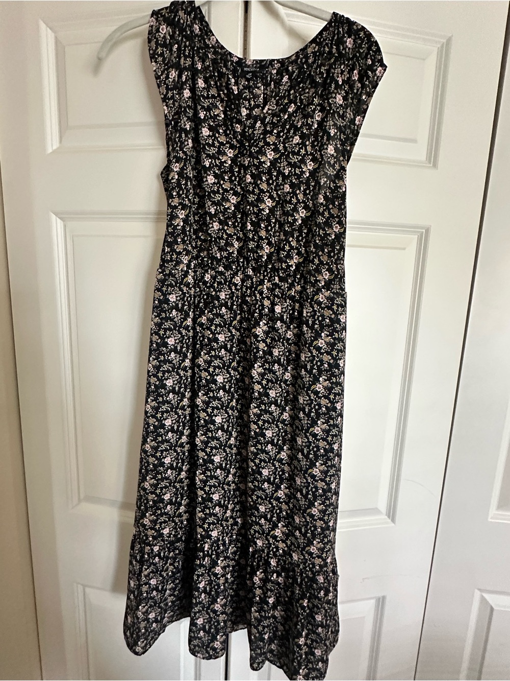 J. Crew Factory Black Maxi Dress with Pink Floral Print